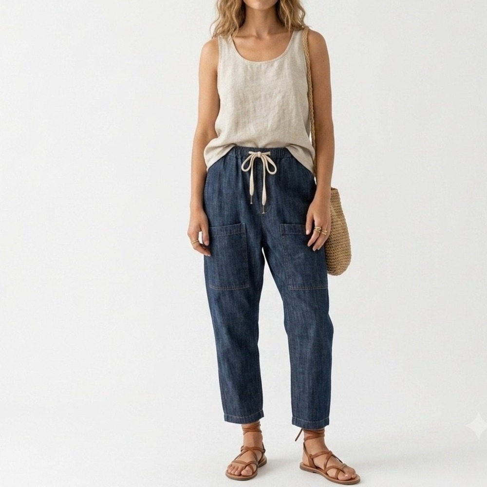 Sandrine Rose Free People Virgin Drop Crotch Harem Jogger Jeans Women's XS Blue